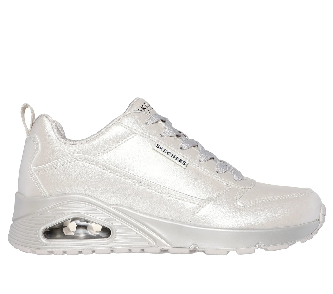 Skechers Ladies Uno Galactic Gal Laced Off White Trainer - 177104