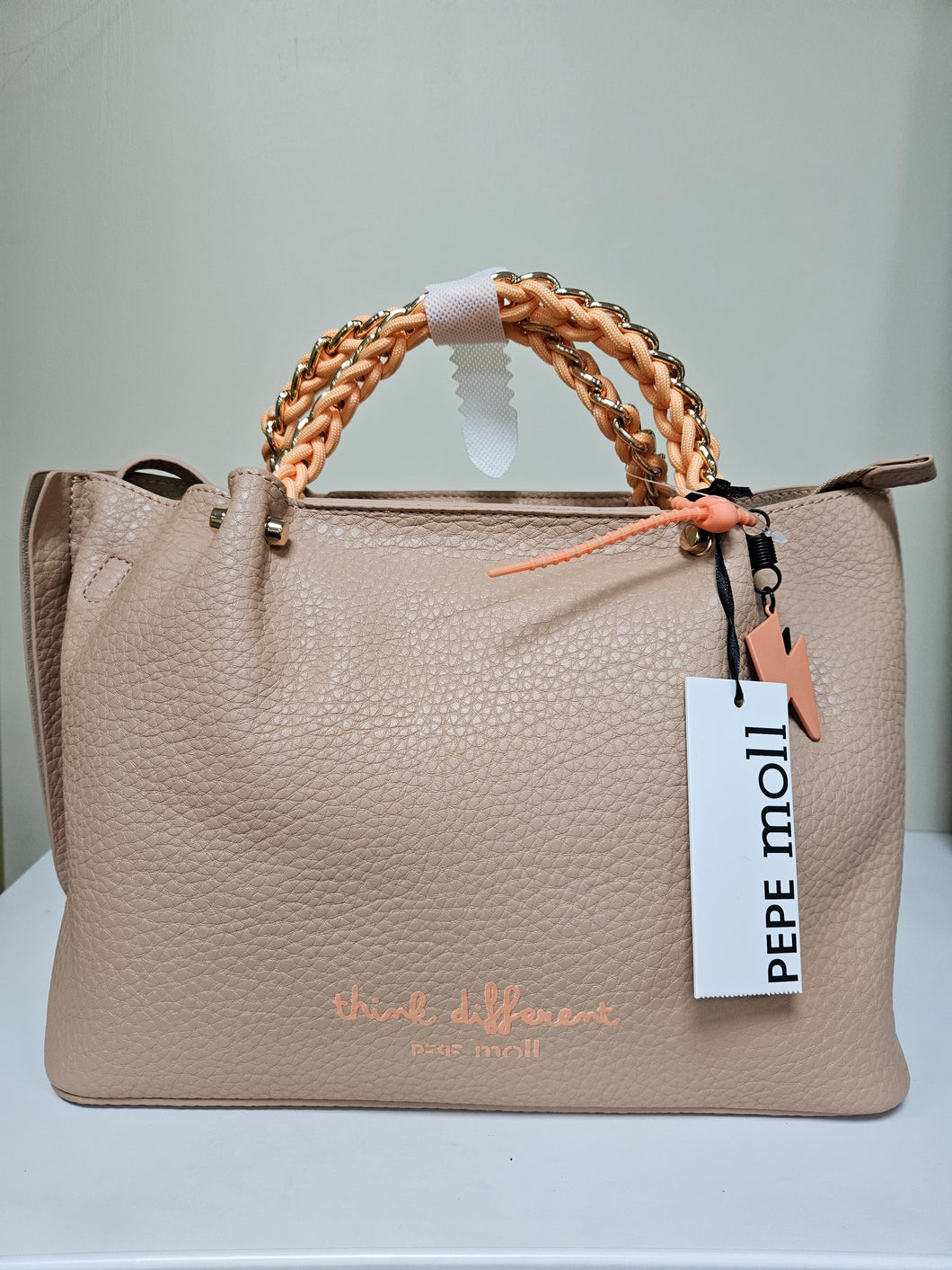 PEPE Moll Ladies Large Handbag - Sand Tumbled - Coral Accents - 251431