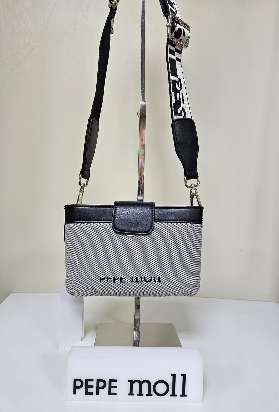 PEPE Moll Ladies Handbag - Crossbody - Grey/Black - 251183