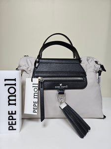 PEPE Moll Ladies Handbag Pale Grey with Black Accents - 251112