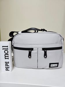 PEPE Moll Ladies Handbag - Pale Grey with Black Zip - 251161