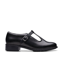 Load image into Gallery viewer, Clarks Ladies Havisham Bar Black Leather Back to College Shoe
