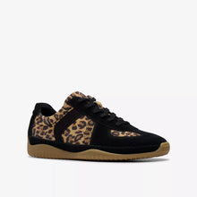 Load image into Gallery viewer, Clarks Ladies Smart Laced Trainer Style - Black and Leopard - Meridor Lo
