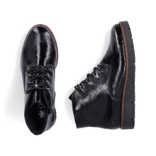 Load image into Gallery viewer, Rieker Ladies Black Patent Laced and Zip Ankle Boot - 44902 00
