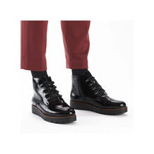 Load image into Gallery viewer, Rieker Ladies Black Patent Laced and Zip Ankle Boot - 44902 00
