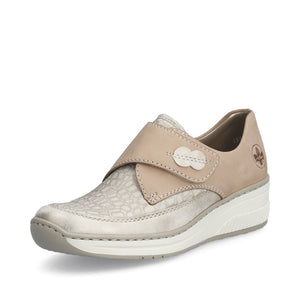 Rieker Ladies Cream Velcro Shoe - 487C0