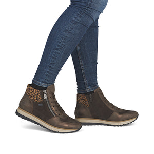 Rieker Ladies Casual Brown Ankle Boot - Lace and Zip - 49040 24