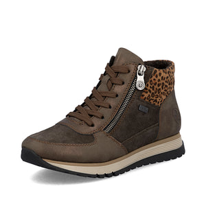 Rieker Ladies Casual Brown Ankle Boot - Lace and Zip - 49040 24