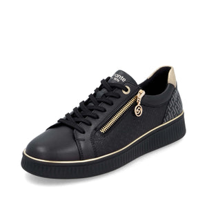 Remonte Ladies Black Laced and Zip Casual Shoe = D2E00 03
