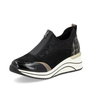 Remonte Ladies Front Zip Black Shoe - D0T08 02