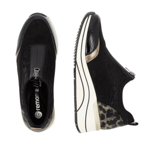 Remonte Ladies Front Zip Black Shoe - D0T08 02