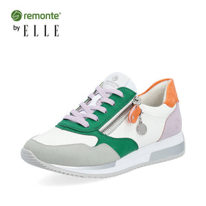 Remonte Ladies White Multi Colour Trainer - Lace and Zip Fastening - D0H01