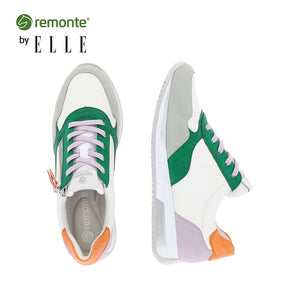 Remonte Ladies White Multi Colour Trainer - Lace and Zip Fastening - D0H01