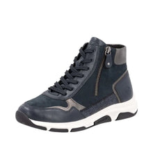 Load image into Gallery viewer, Remonte Ladies Navy Ankle Boot - Laced and Zip Fastening - D1S70
