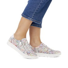 Load image into Gallery viewer, Remonte Ladies Casual Shoe - White Multi Floral Print - Laced and Zip Fastening - D5800
