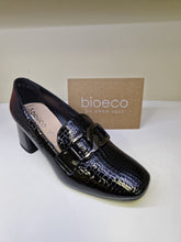 Load image into Gallery viewer, Bioeco Ladies Black Patent Heeled Loafer Style Shoe
