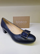 Load image into Gallery viewer, Bioeco Ladies Low Heel Court - Navy Leather with Accent Details on Heel and Trim - 5632
