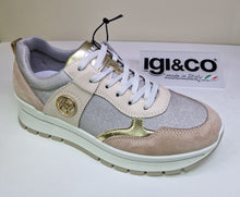 Load image into Gallery viewer, Igi &amp; Co Ladies Smart Laced Trainer - Soft Pink and Grey Sparkle
