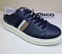 Load image into Gallery viewer, Igi &amp; Co Mens Navy Leather Laced Smart Trainer Style Shoe
