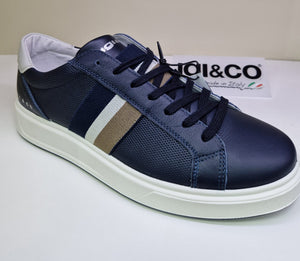 Igi & Co Mens Navy Leather Laced Smart Trainer Style Shoe