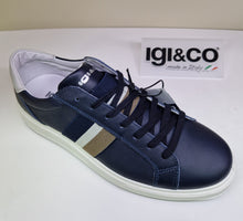 Load image into Gallery viewer, Igi &amp; Co Mens Navy Leather Laced Smart Trainer Style Shoe
