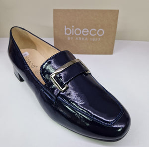 Bioeco Ladies Navy Patent Leather Loafer - 6427