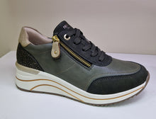 Load image into Gallery viewer, Remonte Ladies Khaki Casual Shoe - Laced and Zip Fastening - D0T03
