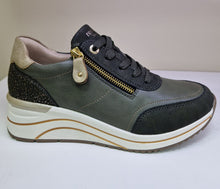 Load image into Gallery viewer, Remonte Ladies Khaki Casual Shoe - Laced and Zip Fastening - D0T03
