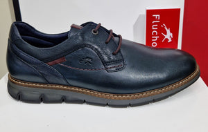 Fluchos Mens Navy Leather Laced Shoe - F0979 Kiro