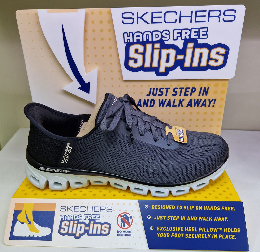 Skechers Ladies Glide Step Excite - Black Charcoal - 104566