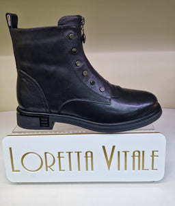 Loretta Vitale Ladies Black Leather Stud Zip Boot - C5607