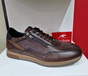 Fluchos Mens Rich Brown Casual Shoe - Lace and Zip - Samir 505621 F2264