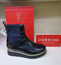 Load image into Gallery viewer, Fluchos Ladies Black and Ink Navy Panel Front Zip Boot - 102451 India
