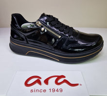 Load image into Gallery viewer, Ara Ladies Black Patent Laced and ZIp Shoe - Gold Details - 27540 81
