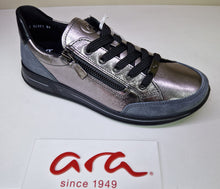 Load image into Gallery viewer, Ara Ladies Silver Grey Metallic Shoe - Laced and Zip - 54801 88
