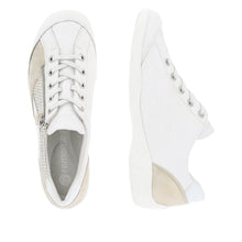 Load image into Gallery viewer, Remonte Ladies White Casual Shoe with Gold Accents - Lace and Zip Fastening - R3410
