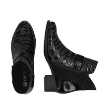 Load image into Gallery viewer, Remonte Ladies Black Patent Print Heel Boot - R5188 02
