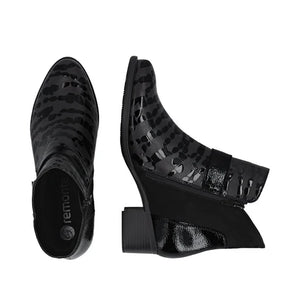 Remonte Ladies Black Patent Print Heel Boot - R5188 02