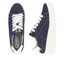 Load image into Gallery viewer, Rieker Ladies Revolution Jeans Denim Laced Trainer - W0501
