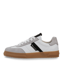 Load image into Gallery viewer, Tamaris Ladies White Laced Trainer with Grey Details - 23788
