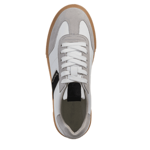 Tamaris Ladies White Laced Trainer with Grey Details - 23788