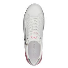 Load image into Gallery viewer, Marco Tozzi Ladies White Smart Trainer - Lace and Zip Fastening - Hot Pink Detail at Heel - 23709
