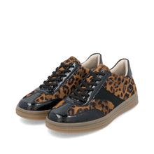 Load image into Gallery viewer, Remonte Ladies Smart Trainer - Black Patent and Tan Leopard Print - D2C01 91
