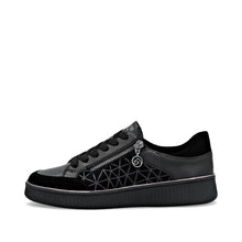 Load image into Gallery viewer, Remonte Ladies Smart All Black Trainer - Lace and Zip - D2E04 00
