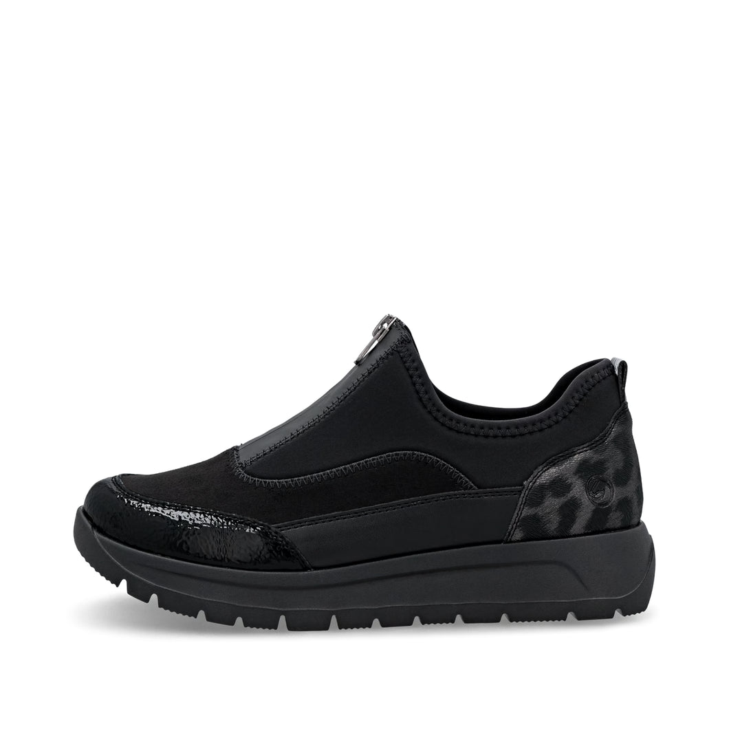 Remonte Ladies Black Soft Front Zip Casual Shoe - D2V01 04