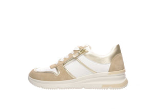 Ara Ladies Sand and White Casual Shoe - Lace and Zip Fastening - 38412