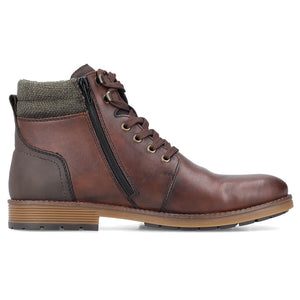 Rieker Mens Brown Boot - Laced and Zip Fastening - F4544