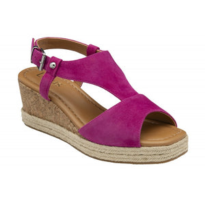 Lotus Ladies Wedge Pink Suede Sandal - Madalene