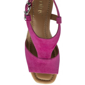 Lotus Ladies Wedge Pink Suede Sandal - Madalene