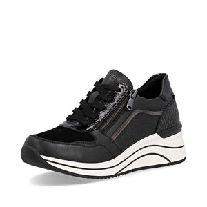 Remonte Ladies Black Smart Trainer Style - Laced and Zip - D0T16 03
